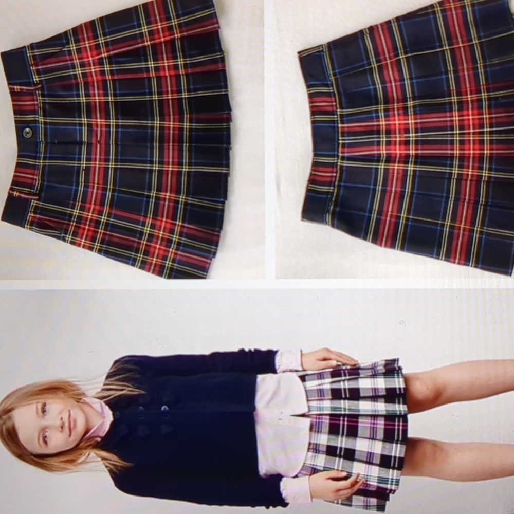 Brooks Brothers "Fleece" Plaid Pleated Wool Skirt Size 12